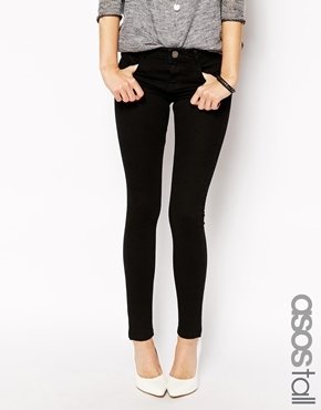ASOS Tall TALL Whitby Low Rise skinny Jeans In Black - Black