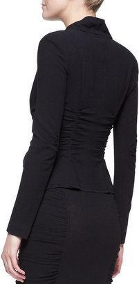 Donna Karan Long-Sleeve Crushed Cardigan Jacket, Black