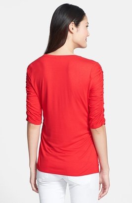 Chaus Ruched Sleeve Top