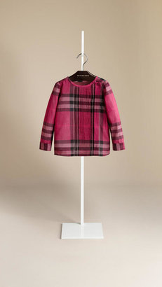 Burberry Pleat Detail Check Top
