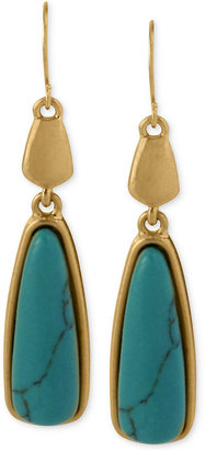 Kenneth Cole New York Gold-Tone Turquoise Stone Drop Earrings