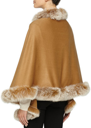 Gorski Fox Fur-Trim Cashmere Capelet