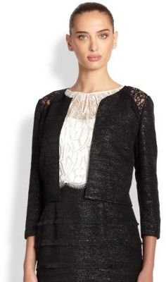 Kay Unger Lace-Inset Tweed Jacket