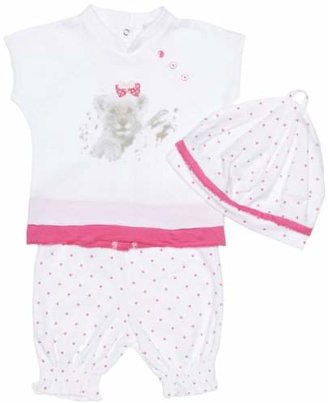 3 Pommes 3Pommes Baby Girl's Premier Sourire Baby Girl's Jersey T-Shirt Spotted Trousers and Hat Outfit 18 Months