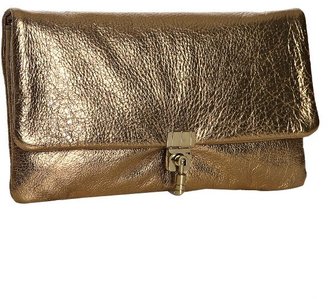 Lanvin gold leather convertible clutch
