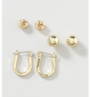 Studio Works® Goldtone Trio Earrings - 2 Studs & 1 Hoop