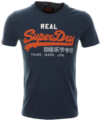 Superdry Logo Tricolour Entry T Shirt Blue
