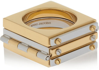 Marc by Marc Jacobs Gold and Gunmetal-Tone Hinged Ring