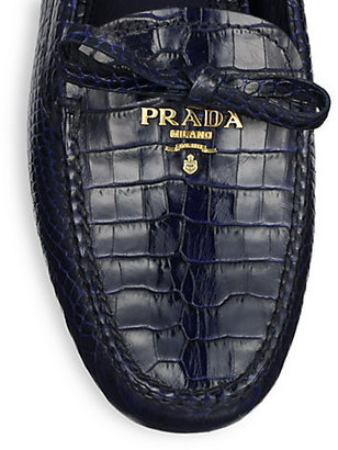 Prada Croc-Embossed Leather Loafers