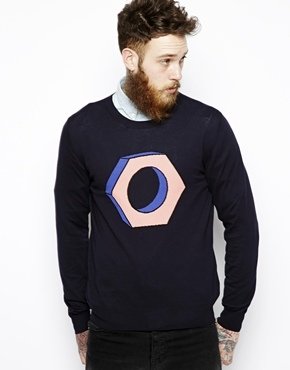Paul Smith Jumper with Nut Instarsia - Blue