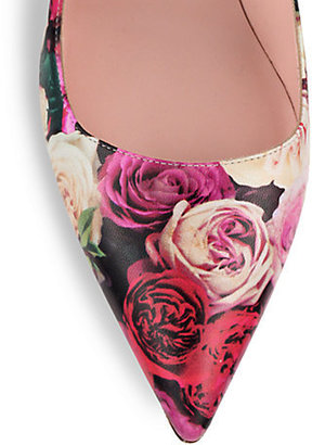 Kate Spade Licorice Rose Print Leather Pumps