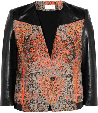 Helmut Lang Leather-paneled jacquard jacket