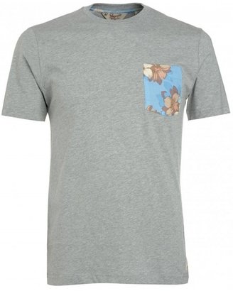 Original Penguin T-Shirt, Grey Floral Pocket 'Biscus' Tee