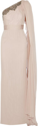 Notte by Marchesa 3135 Notte by Marchesa Embellished washed-silk gown