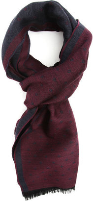 Hartford Two-Sided Blue and Bordeaux Silk and Wool Polka Dot Scarf