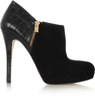 MICHAEL Michael Kors York croc-effect leather and suede ankle boots