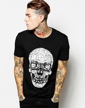 ASOS T-Shirt With Skull Print And Skater Fit - black