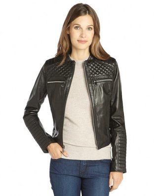 Marc New York 1609 Marc New York black quilted leather zip pocket 'Grace' jacket