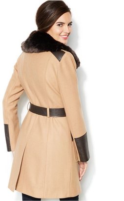 Via Spiga Faux-Leather & Faux-Fur Kate Trench Coat