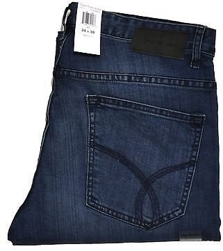 Calvin Klein Jeans Mens Classic Straight Leg Denim Whisker Wash Pants Blue New