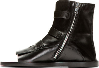Jil Sander Black Leather Cut-Out Sandals