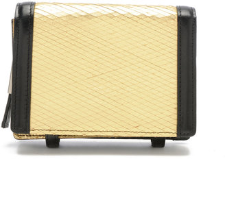 Foley + Corinna Clutchable Wallet In Diamond Cut Leather In Gold Diamond Cut