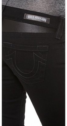 True Religion Super Skinny Moto Pants with Leather Trim