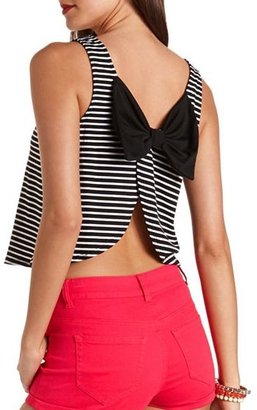 Charlotte Russe Bow-Back Daisy Chain Striped Crop Top