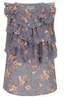 Dorothy Perkins Womens Alice & You Floral Print Ruffle Top- Blue