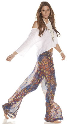 Alexis Liya Sheer Pant With Smocked Waistband in Mosaic Blue -
