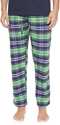 Neiman Marcus Plaid Two-Piece Pajama Set, Green