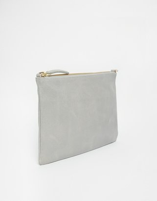 Warehouse Leather Crossbody Bag in Pale Gray