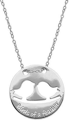 Lord & Taylor Sterling Silver Lovebirds Disc Pendant Necklace