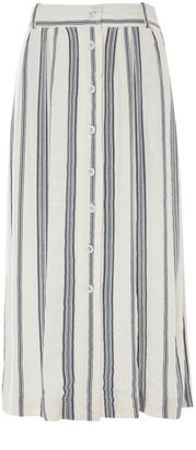Sea Washed Striped Cloth Skirt White/Grey