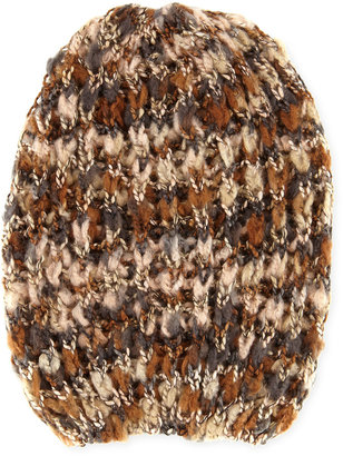 Neiman Marcus Marbled Textured Slouch Hat, Brown/Multi