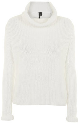 Topshop Womens Premium Cotton Roll Neck Jumper by Boutique - Ivory