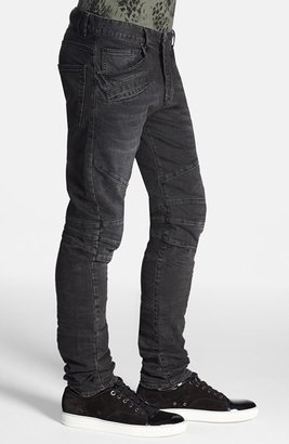 Balmain Pierre Slim Fit Moto Jeans (Black)