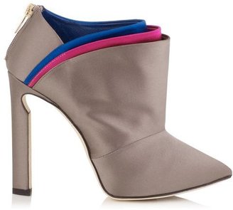 Jimmy Choo Dwyer Grey and Multi Coloured Folded Satin Ankle Booties