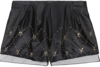 Thakoon Embellished satin-drill shorts