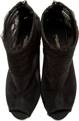 Dolce & Gabbana Black Lace & Mesh Ankle Boots