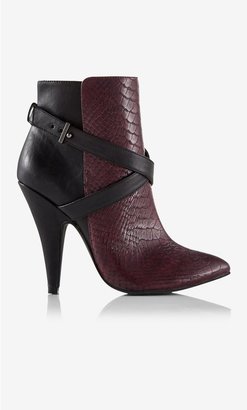 Express Snakeskin Print Strappy Runway Ankle Boot