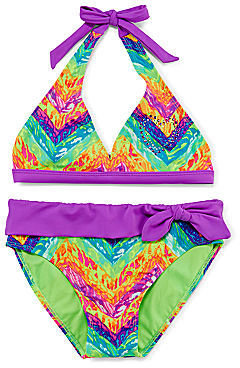 JCPenney Breaking Waves Tie-Dye Chevron Bikini - Girls 7-16