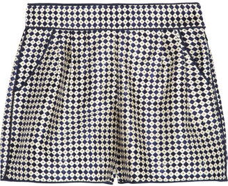 Oscar de la Renta Printed silk-twill shorts