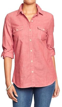 Old Navy Women's Red Chambray Shirts