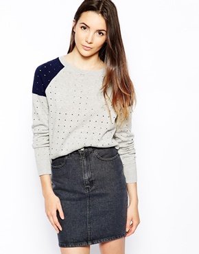Shae Perforated Stitch Sweater with Raglan Sleeves
