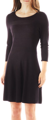 JCPenney Worthington Long-Sleeve Fit-and-Flare Sweater Dress