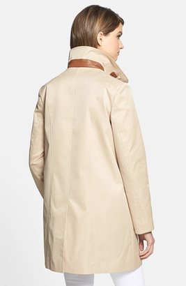Cole Haan Leather Trim A-Line Coat