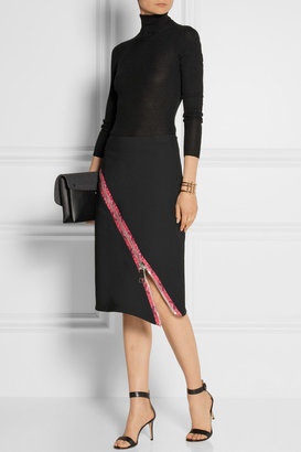 Christopher Kane Zip-detailed stretch-cady skirt