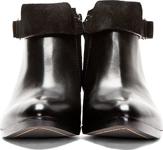 CNC Costume National Black Leather & Suede Ankle Boots