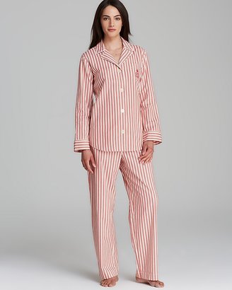 Lauren Ralph Lauren Brushed Twill Striped Pajama Set